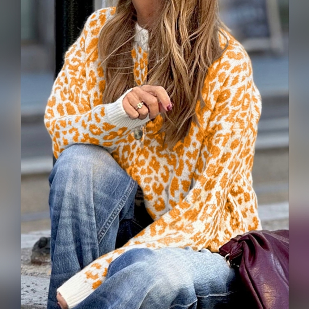 Wild & Cozy Chunky Knit Cardi - Sherbet - Picture 2 of 10